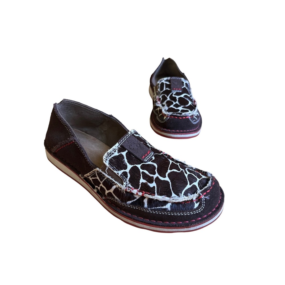 Ariat Cruiser Brown Suede Chocolate Chip Giraffe Print Slip On Shoes 7B‎